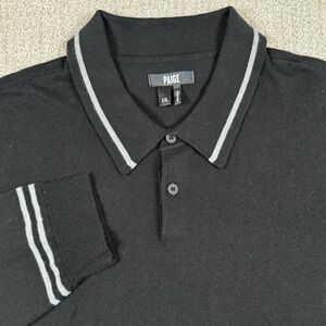Paige Men's 2XL Black Cotton Acrylic Long Sleeve Polo Shirt